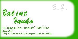 balint hanko business card